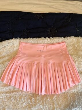 GoldHinge Pink Pleated Skater Tennis Skirt
